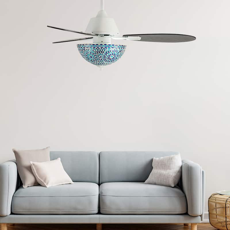 Costello River of Goods 3-blade 42-inch Modern Indoor Ceiling Fan with Mosaic Glass Shade and Remote Control