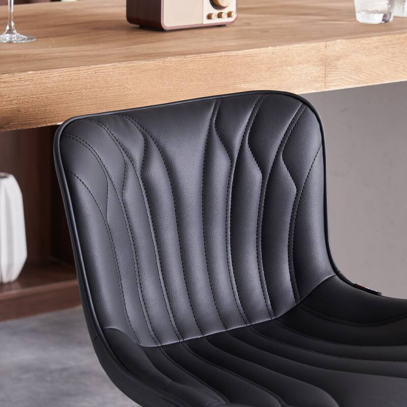 Modern Bar Stools Set of 2, Adjustable Swivel Barstools, Counter Height, PU Leather
