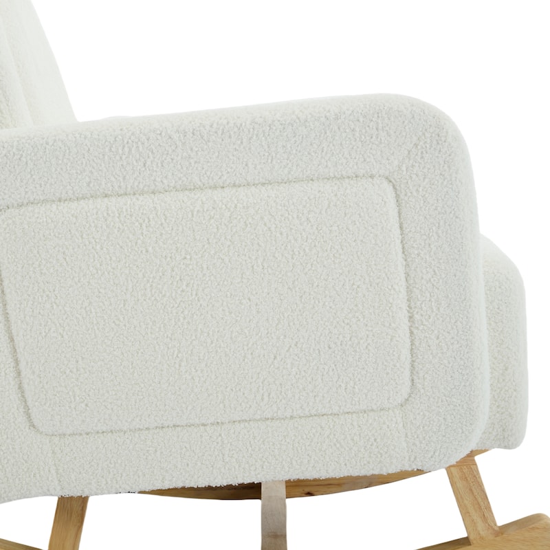 Teddy Velvet Rocking Chair with Pillow and Rubberwood Base