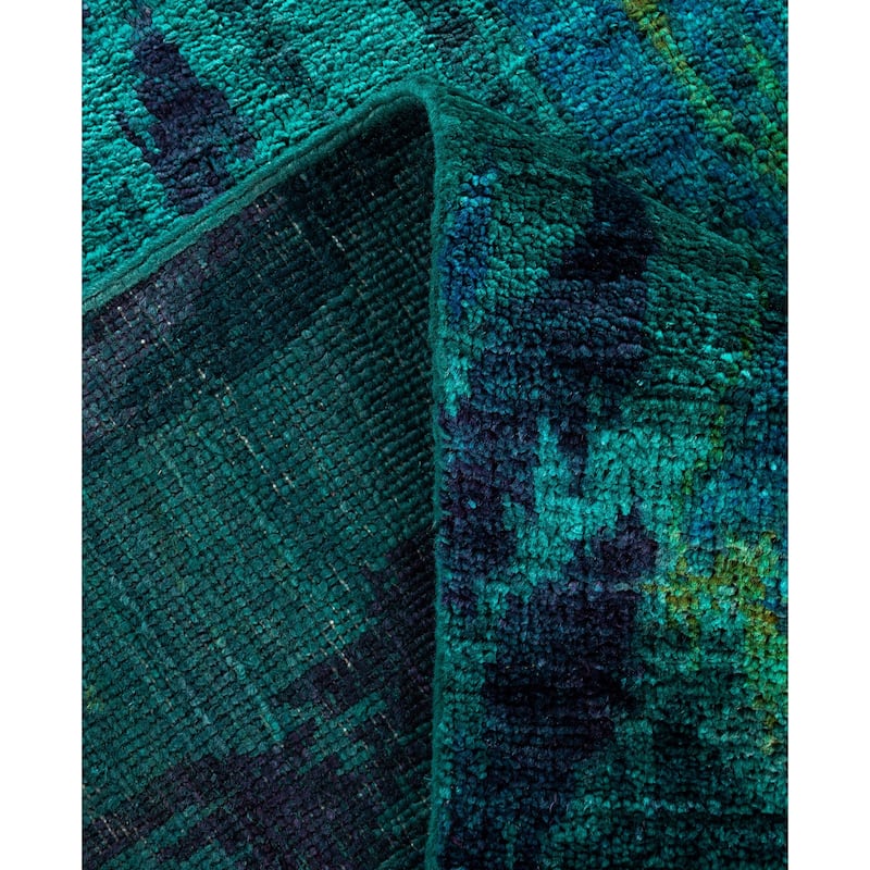 Overdyed One-of-a-Kind Hand-Knotted Square Area Rug - Green - 11' 9" x 12' 1"
