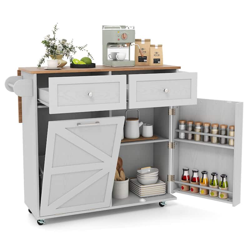 Costway Rolling Kitchen Island Kitchen Island Cart with Drop Leaf - See Details - Grey