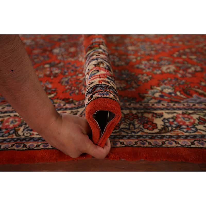 Orange Floral Sarouk Persian Area Rug Handmade Wool Carpet - 3'8"x 5'9"