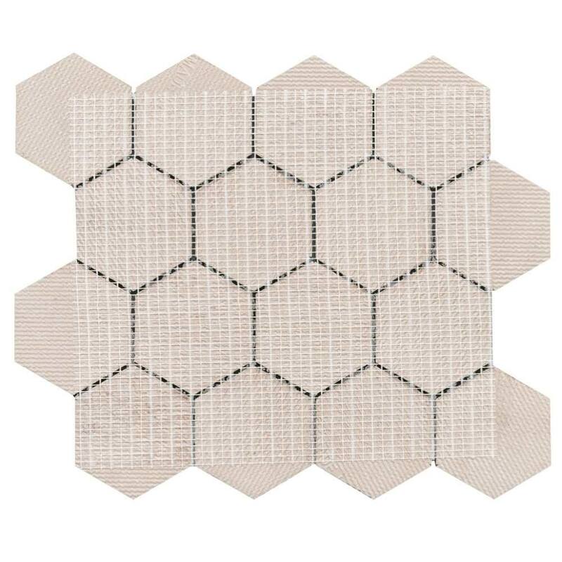 Stately Hex 11x14 Polished Porcelain Mosaic Tile - Floor, Wall, Backsplash