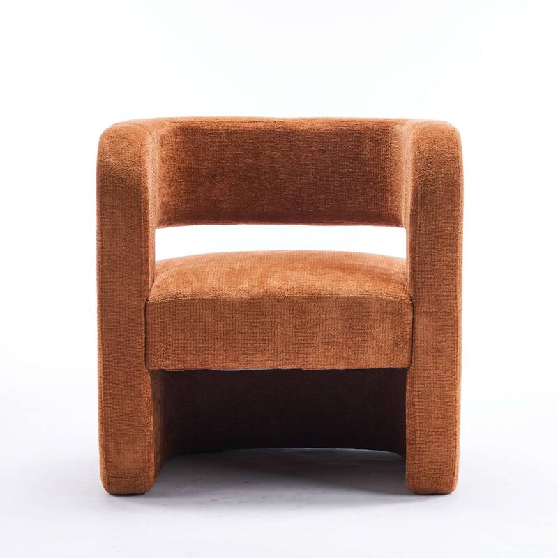 Set of 1 Square Barrel Shaped Boucle Upholstered Accent Armchair