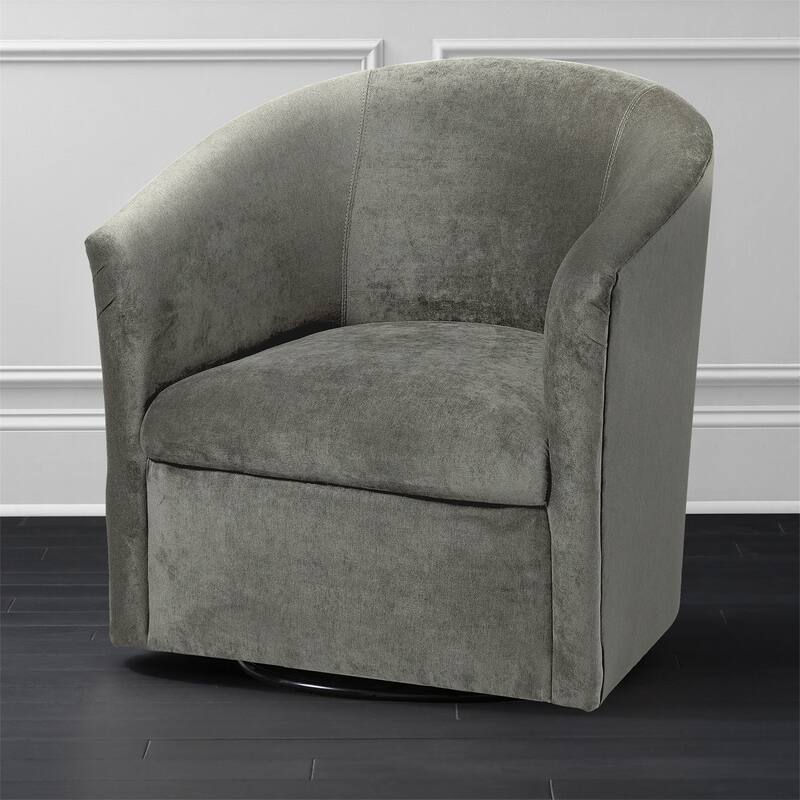 Microfiber Upholstered Swivel Chair W/ Hardwood Frame & Swivel Base - Ash Grey