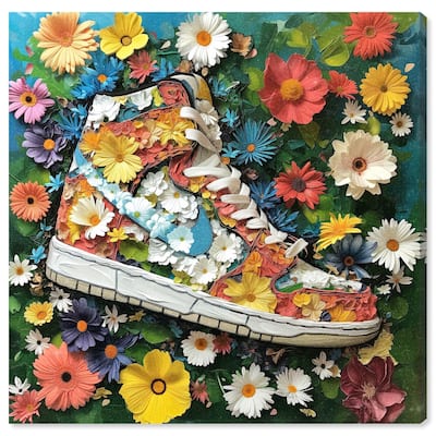 Painted in Floral Sneaker Canvas by Art Remedy, Gallery Wrapped