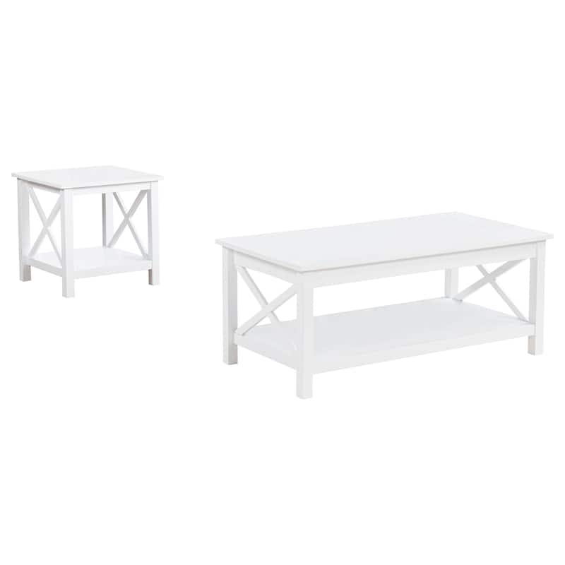 Skyview Rectangular Lift Top Coffee Table Set White