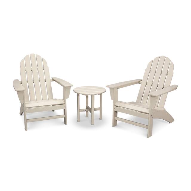 POLYWOOD Vineyard 3-piece Outdoor Adirondack Chair and Table Set - Sand