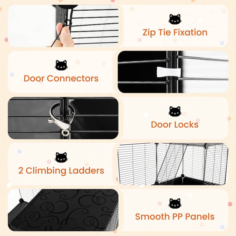 Costway 3-Tier Indoor Metal Wire Kitten Enclosure with 2 Ramps, Pet - See Details