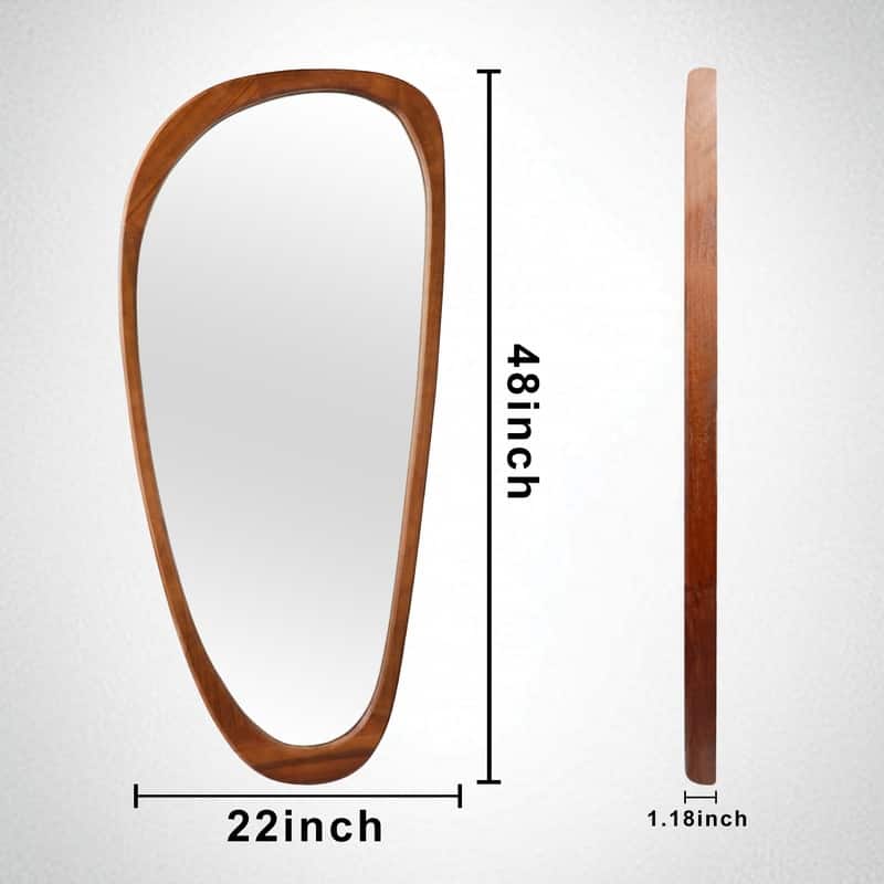 Irregular Mirror Asymmetrical Wood Wall Mirror