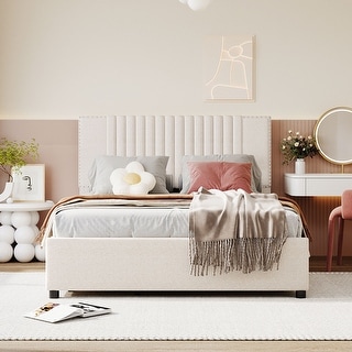 Full Size Upholstered Platform Bed Velvet Upholstered Bed - Bed Bath ...