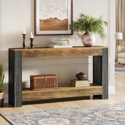 63'' Long Console Table for Entryway, Wood Sofa Table Behind Couch
