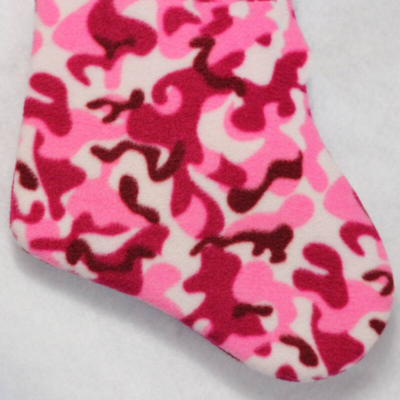 15.75" Pink and Brown Camouflage Christmas Stocking with Cuff