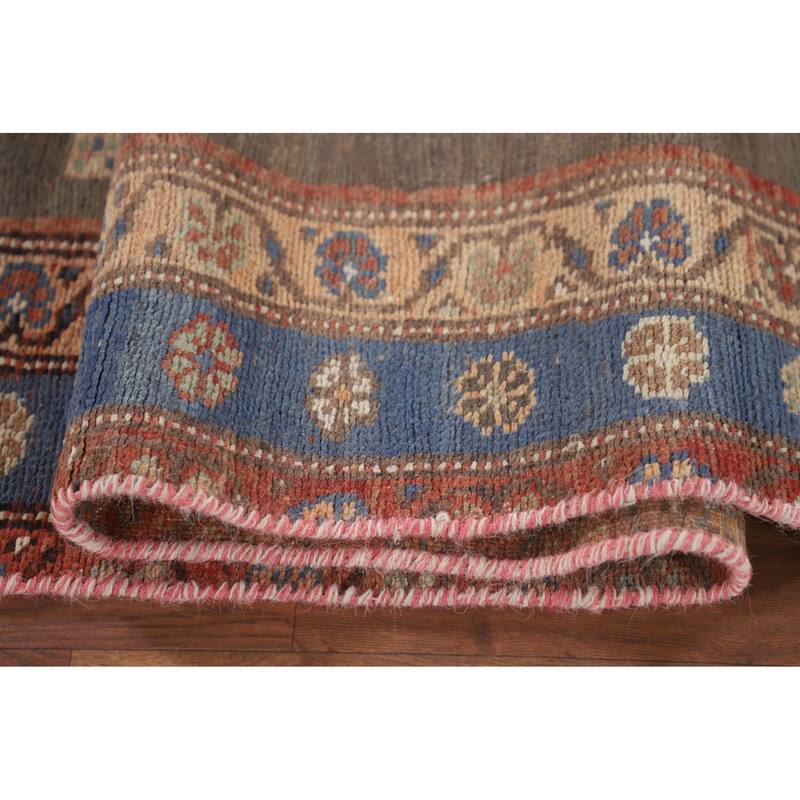 Tribal Ardebil Persian Vintage Runner Rug Handmade Wool Carpet - 3'3"x 11'1"
