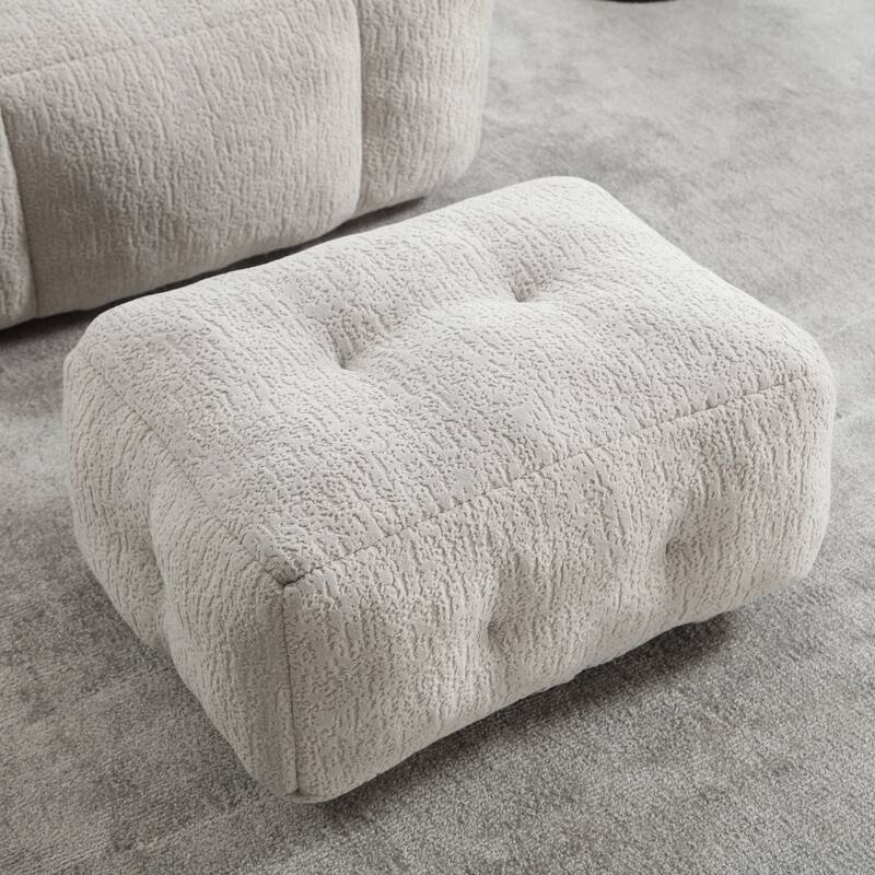 Fluffy Bean Bag Chair with Memory Foam and Ottoman, Super Soft Velvet Bean Bag for Adults & Kids, Comfortable Lazy Sofa