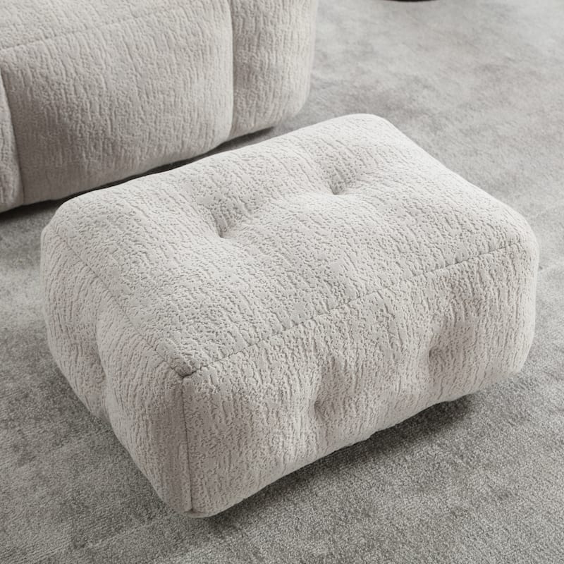 Velvet Memory Foam Bean Bag Super Soft Lounge Chair with Ottoman