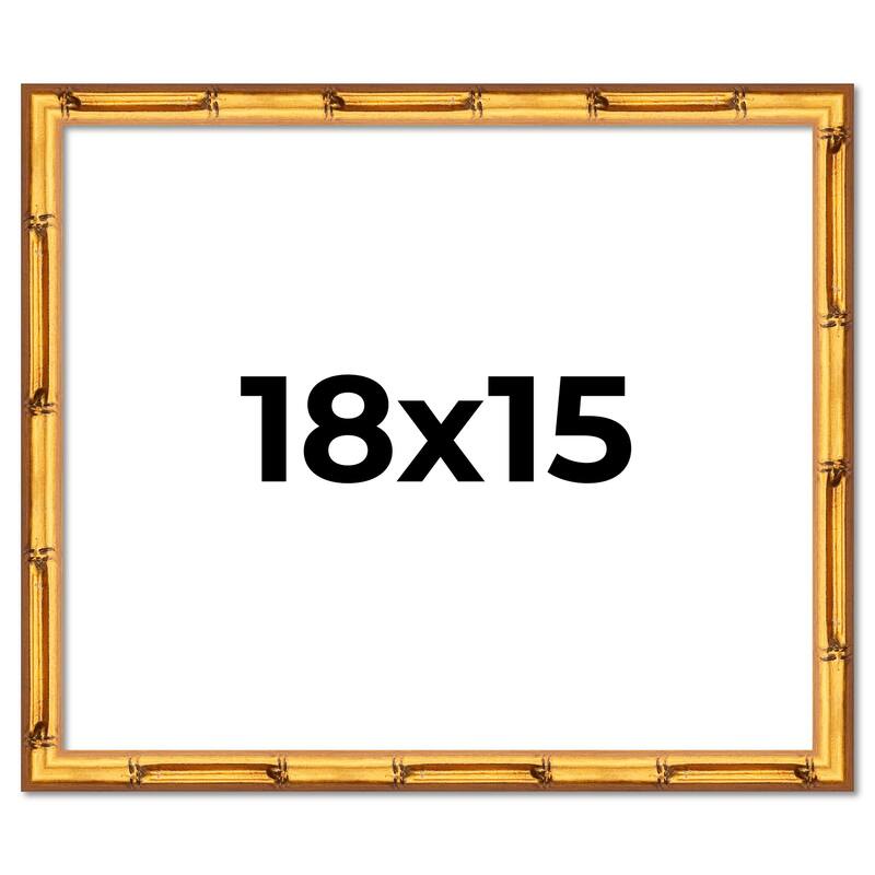 18x15 Frame Gold Bamboo Picture Frame Modern Photo Frame Includes UV Acrylic Shatter Guard Front Acid Free Foam Backing Board