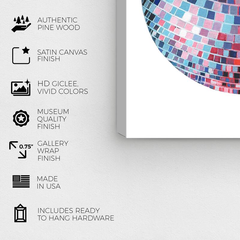 Wynwood Studio Abstract Disco ball VIII Blue and Modern & Contemporary Wall Art Canvas Print