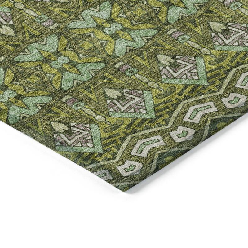 Machine Washable Indoor/ Outdoor Chantille Mosaic Global Rug