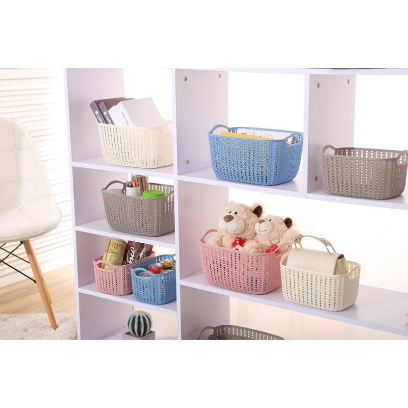 HANAMYA Storage Basket Organizer with Handle | Storage Bin, 9 Liter, Set of 6