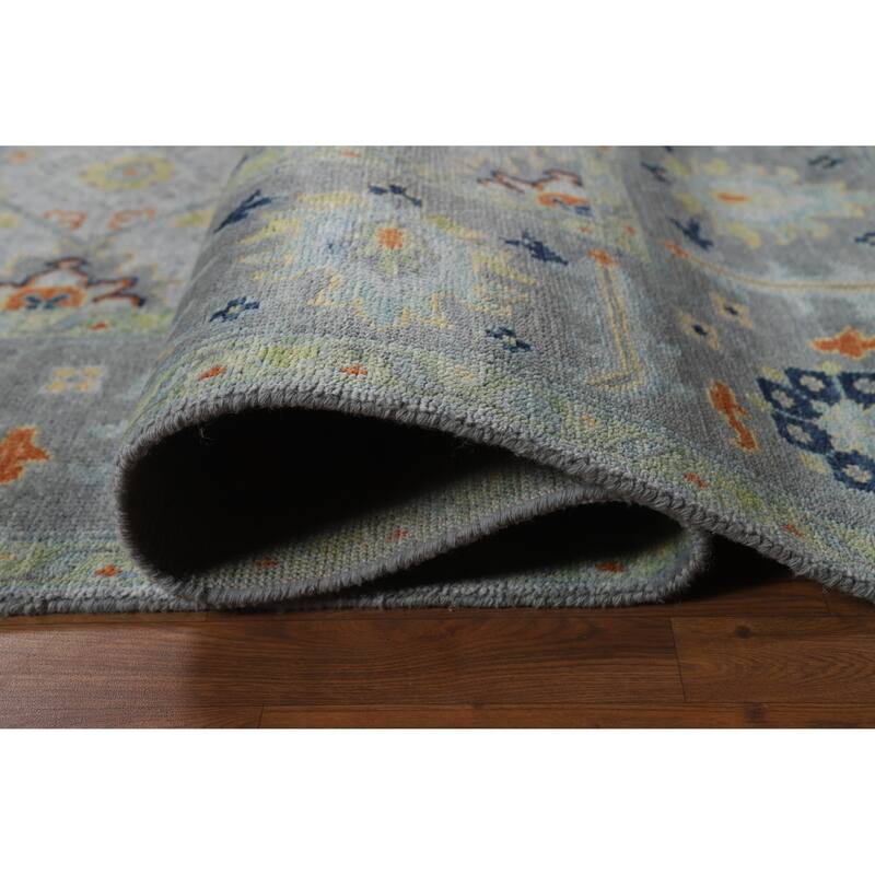 All-Over Gray Oushak Indian Area Rug Handmade Wool Carpet - 8'0" x 9'9"
