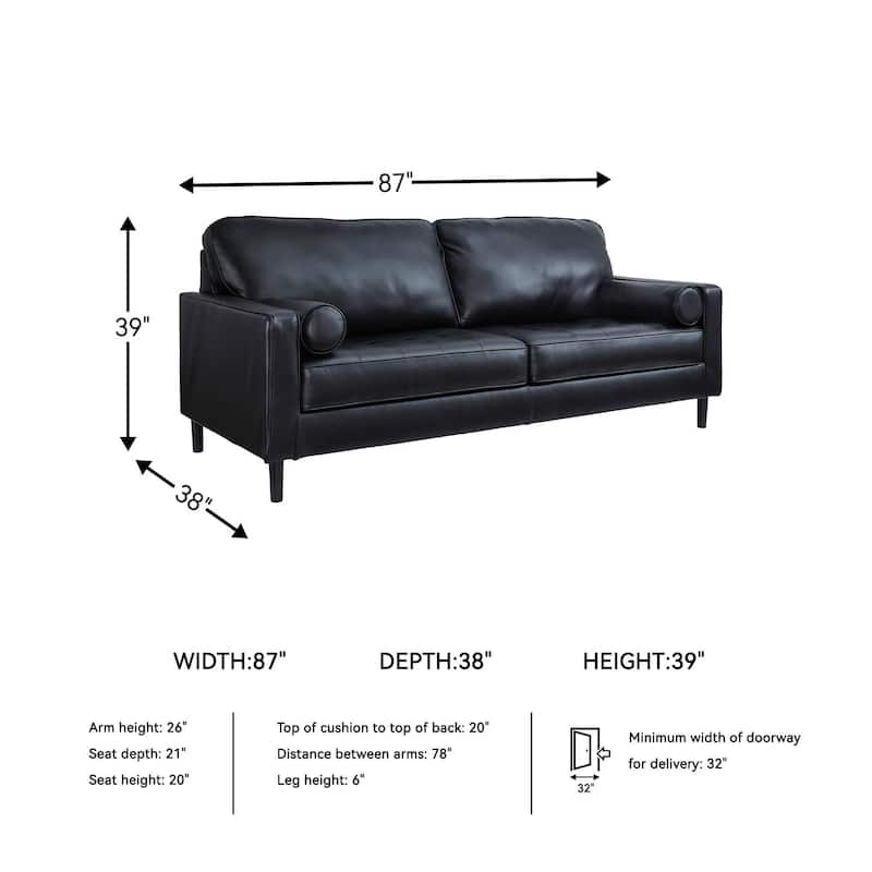 Signature Design by Ashley Bryceview Black Sofa - 87" W x 38" D x 39" H