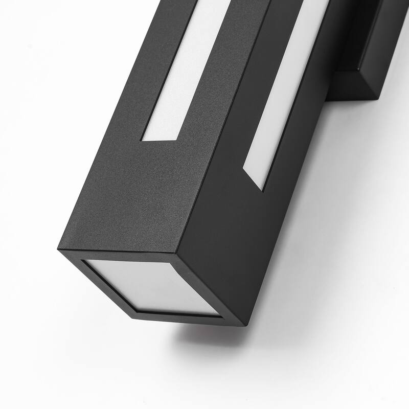 1-Light 19.7 in. Modern Black Linear Rectangle Metal Integrated LED Outdoor Wall Sconce - 4.33 in. W x 19.69 in. H x 4.33 in. D