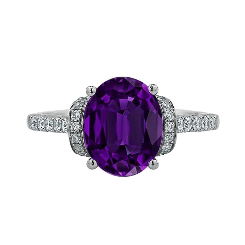 Auriya Modern 1 3/8ct Oval Purple Amethyst and Diamond Engagement Ring 3/8cttw 14k Gold