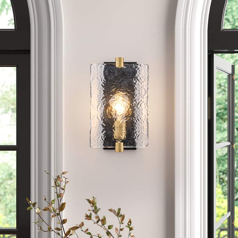 Hammered Glass Wall Sconce Modern Industrial Accent Light