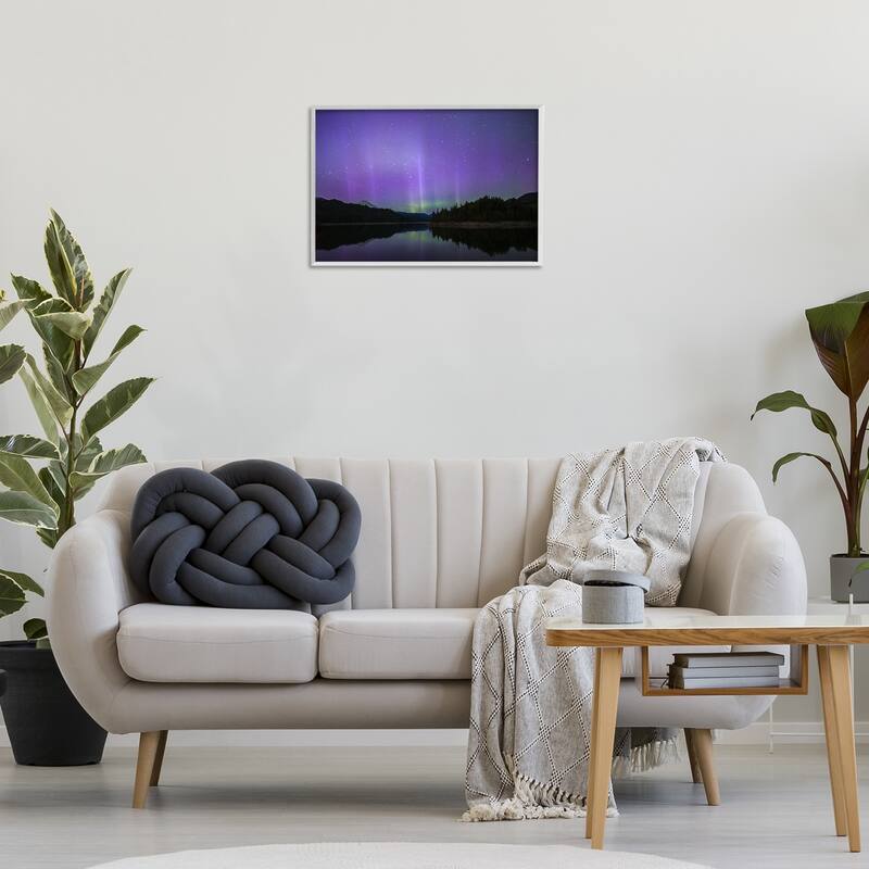 Stupell Luminous Purple Northern Lights Framed Giclee Art Design By Nancy Crowell