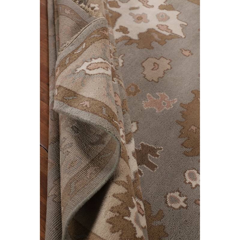 Gray Oushak Indian Area Rug Handmade Wool Carpet - 8'9"x 11'7"
