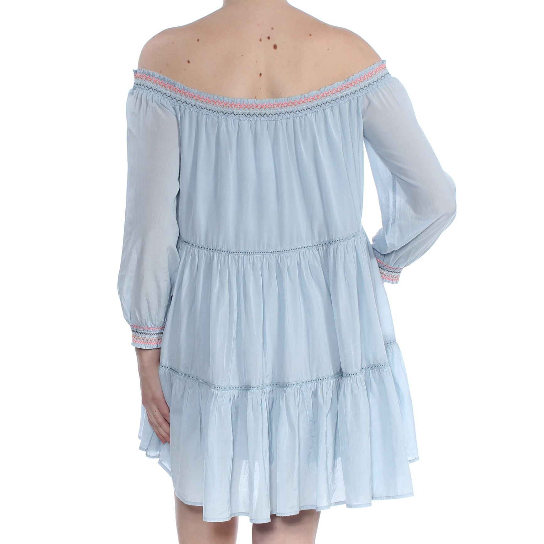 Shop Free People Womens Light Blue Embroidered Long Sleeve Off