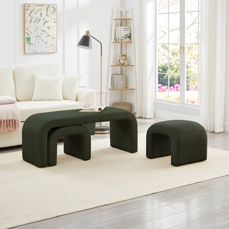 Set of 3 U-Shaped Modern Bench Teddy Ottoman Bench