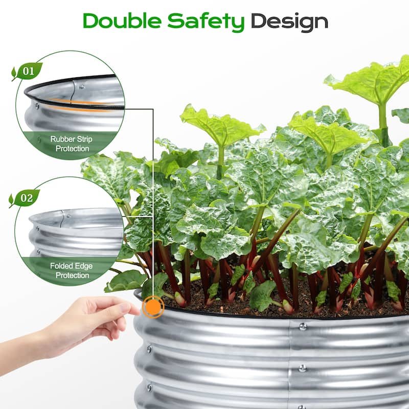 Aoodor 16.7'' Tall Aluzinc Metal Raised Garden Bed 24'' Round, Set of 2 - 24"W x 17"H