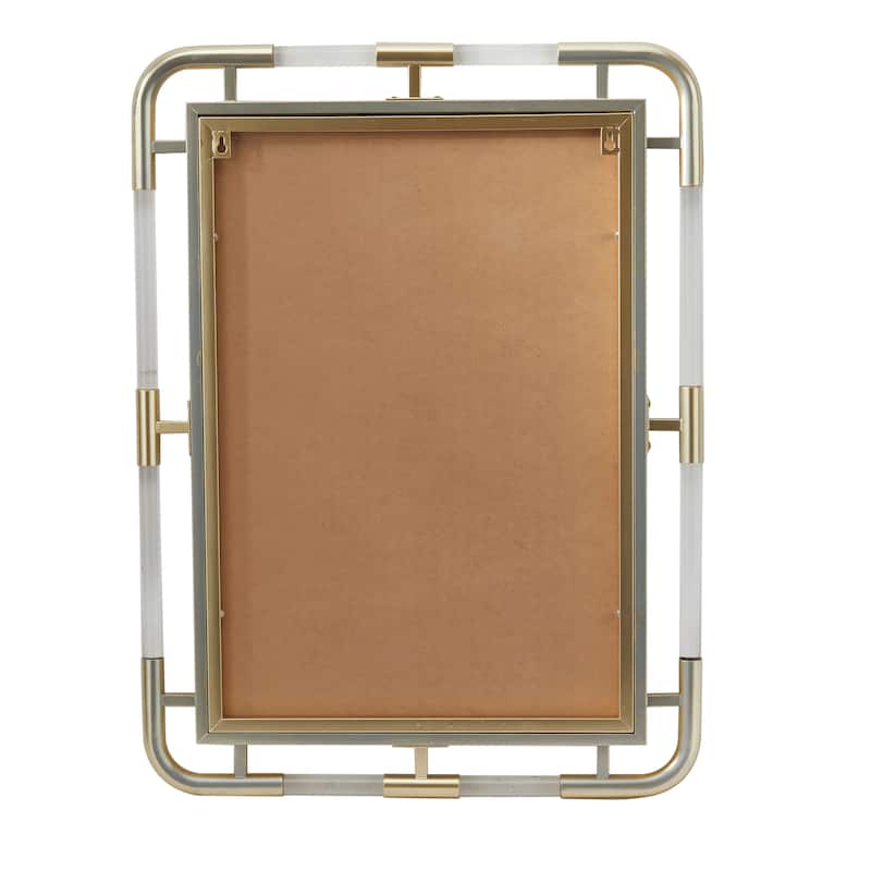 Metal Wall Mirror with Acrylic Details - Gold - CosmoLiving by Cosmopolitan - 1"W x 24"L x 32"H