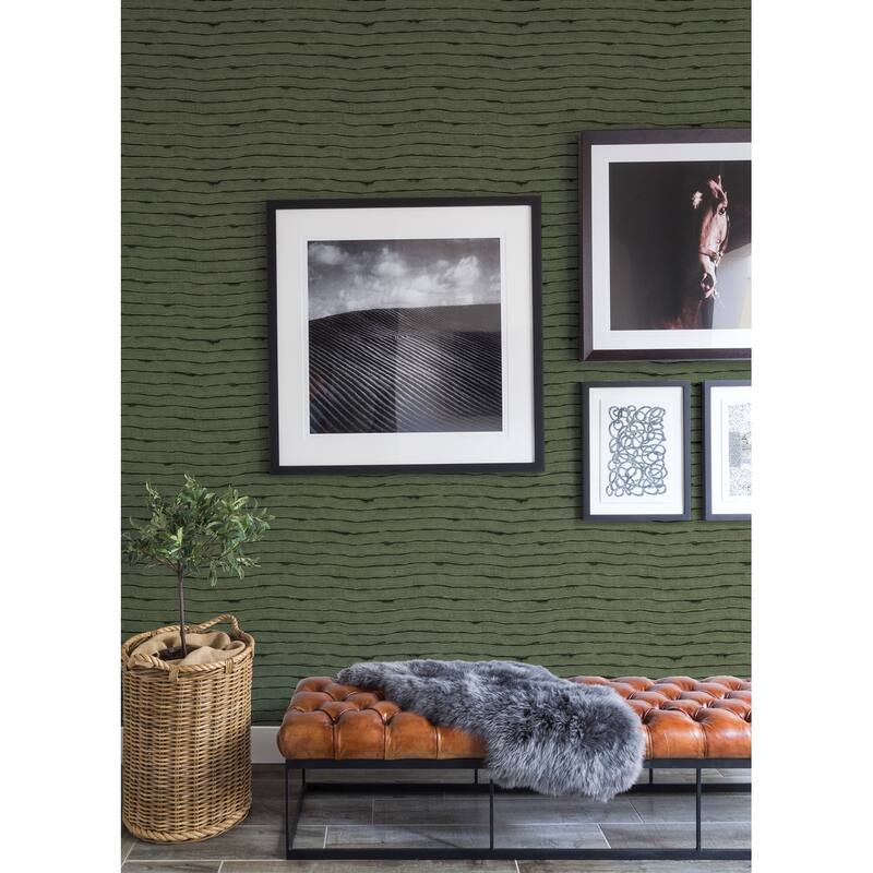 Sarah + Ruby Naia Green Horizontal Wavy Lines Wallpaper