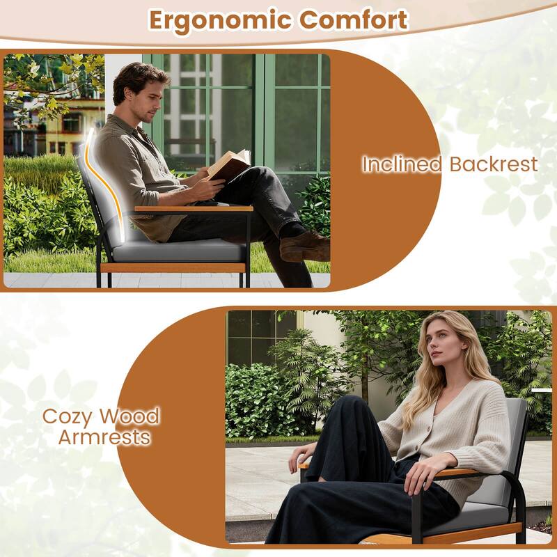 Costway 3 PCS Patio Furniture Set with Coffee Table Removable Cushions - See Details