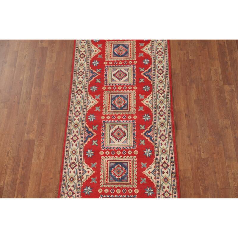 Traditional Kazak Runner Rug Hand-Knotted Wool Carpet - 2'9" x 10'0"