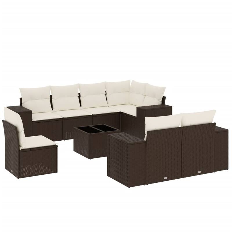 vidaXL Patio Sofa Set with Cushions Outdoor Conversation Furniture Poly Rattan