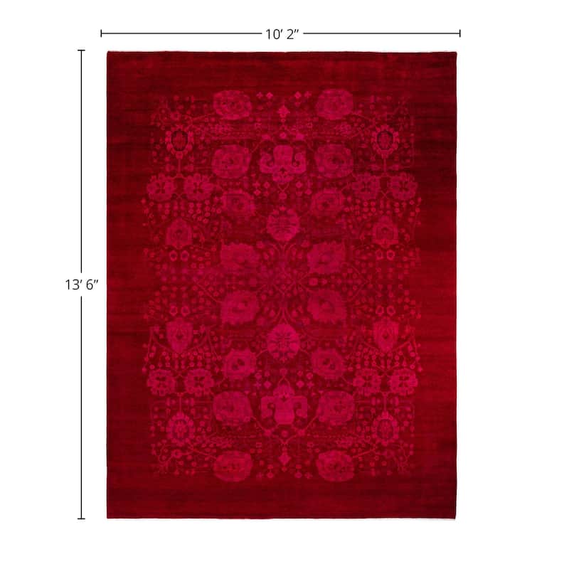Overdyed, One-of-a-Kind Hand-Knotted Area Rug - Pink - 10' 2" x 13' 6"