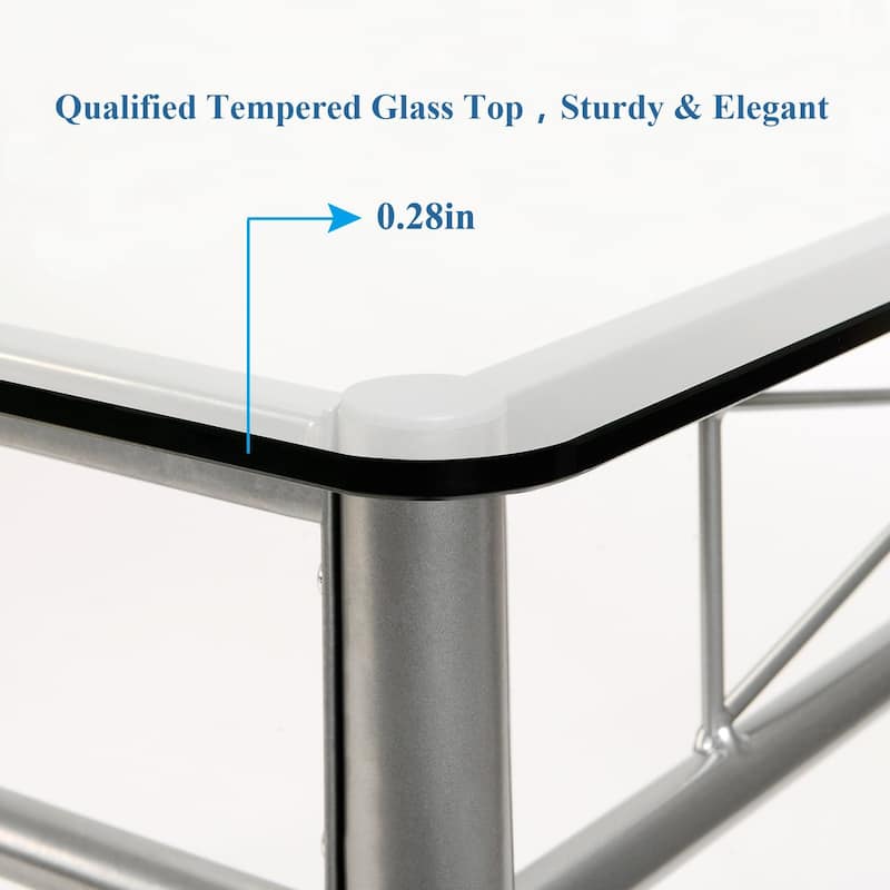 5-pieces Modern Dining Sets,Tempered Glass Table Top and 4 PU Chairs