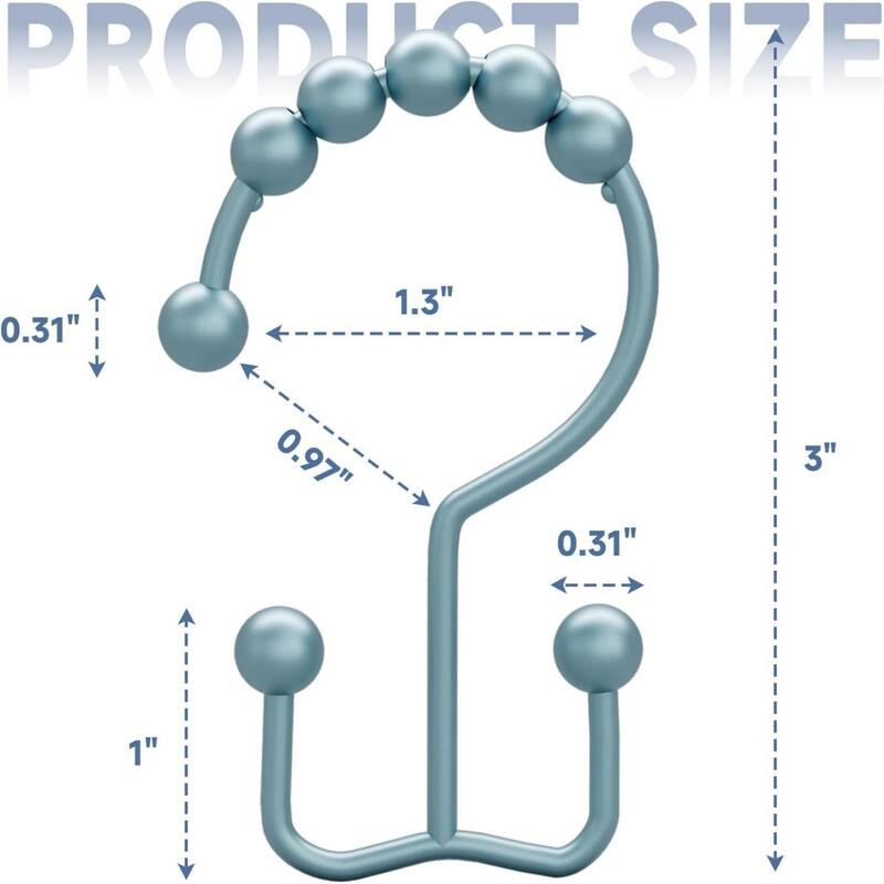 Rust-proof Metal Double Sliding Shower Hooks for Bathroom Shower Rods and Curtains, 12 Pack