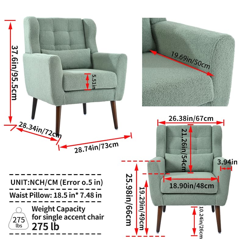 Modern Accent Chair Upholstered Foam Filled Living Room Chairs Comfy Reading Chair
