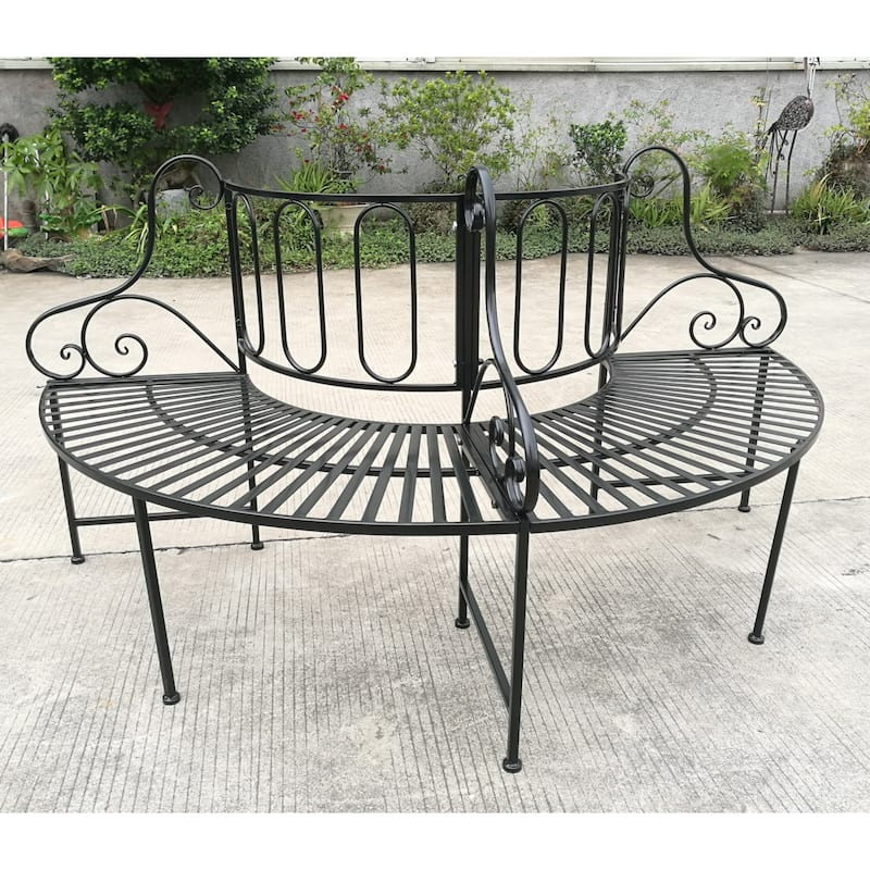 Tree Wrap Outdoor Garden Bench - 68" - Black