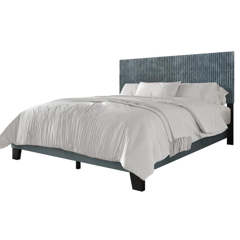 CraftPorch Corduroy Mid-Century Modern Velvet Platform Bed