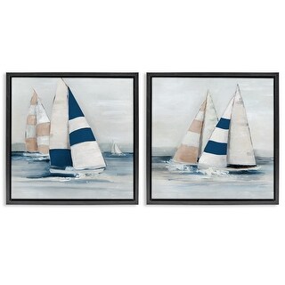 Stupell Sailboat Fleet Voyage Framed Floater Canvas Wall Art Design By ...