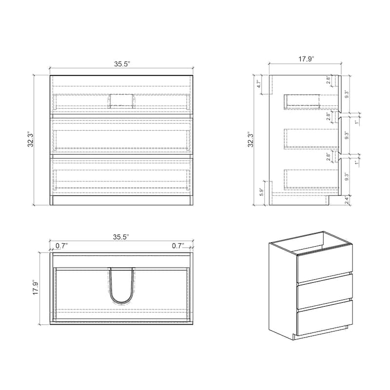 36" Bathroom Vanity with Sink