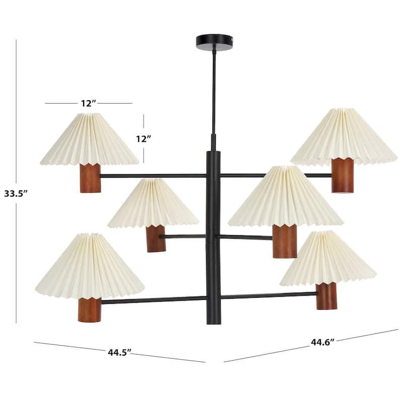 SAFAVIEH Jonnah 6 Light 41-inch Mango Wood & Iron Pendant - 45"W x 45"D x 34"H