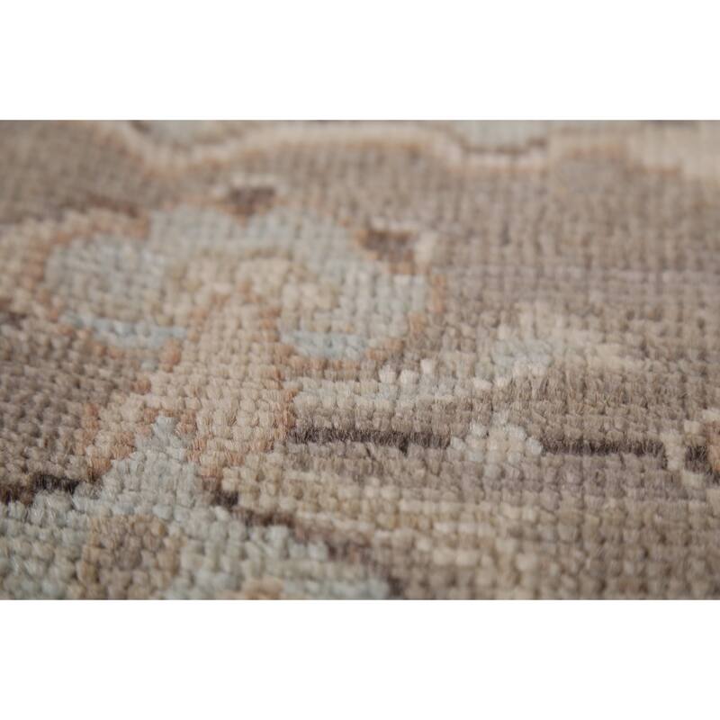 Vegetable Dye Oushak Turkish Area Rug Blue Hand-Knotted Wool Carpet - 8'2"x 9'10"
