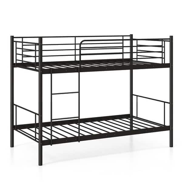 slide 2 of 17, Costway Metal Twin Over Twin Bunk Bed with Built-in Ladder Safety